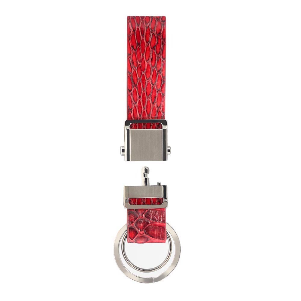 Red Snake Genuine Leather keychain Push Button Removable KeyRing