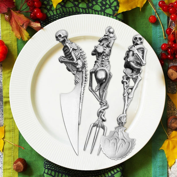 Stainless Steel Halloween Ghost Skull Punk Skeleton  Fork Knife Spoon Tableware