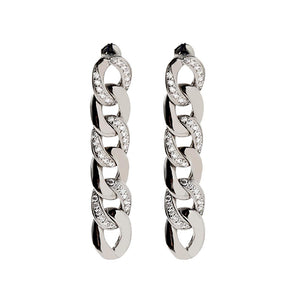 Luxury Retro Long Thick Chain  With Crystal Lady Stainless Steel  Earrings