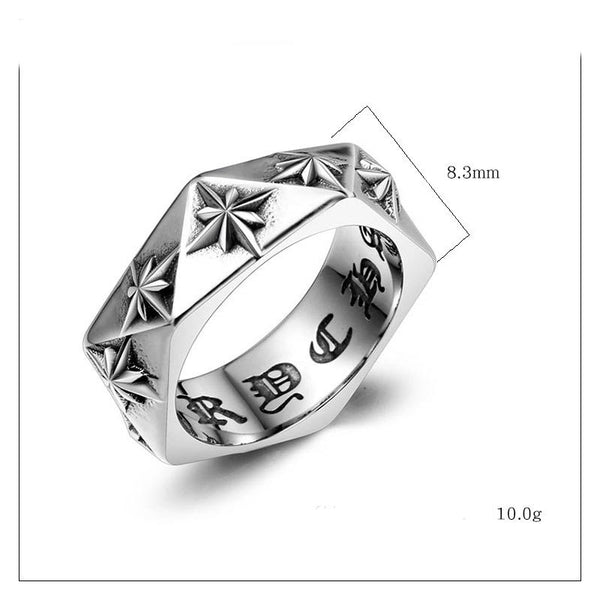 Polygonal 3D Nightclub Hipster Rice Flower Titanium Ring