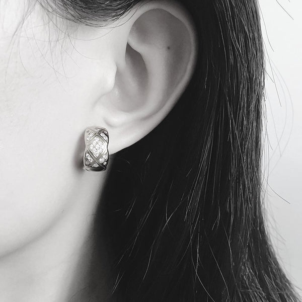 rhombus pattern full crystal fashion women earring