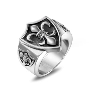 Domineering Military Flower Titanium Steel Ring