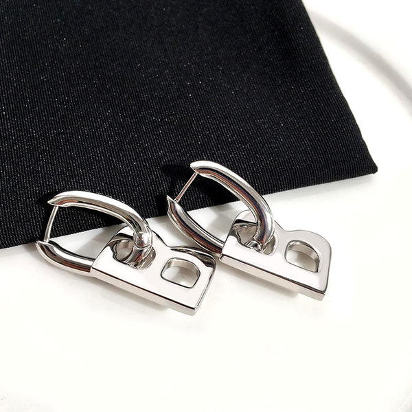 Metal Texture Heavy Industry Letter B Detachable Dual Purpose Steel  Studs Earrings