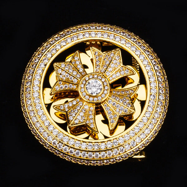 Byzantine royal court diamonds Stainless Steel Buckle Leather Belt
