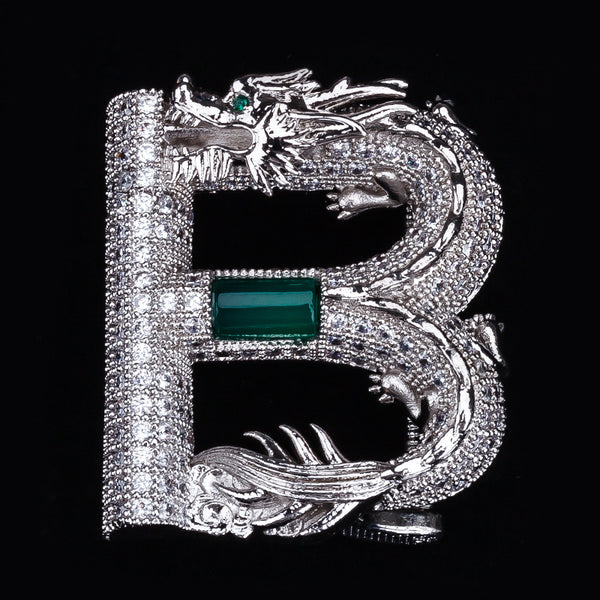 Letter B Dragon full diamond Stainless Steel Buckle Leather Belt