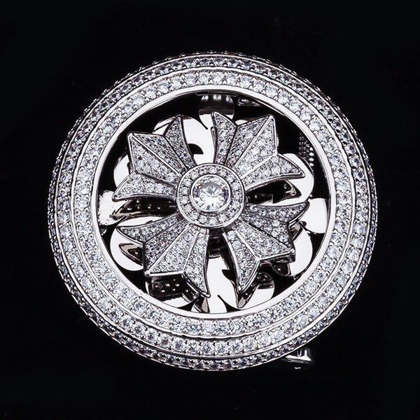 Byzantine royal court diamonds Stainless Steel Buckle Leather Belt