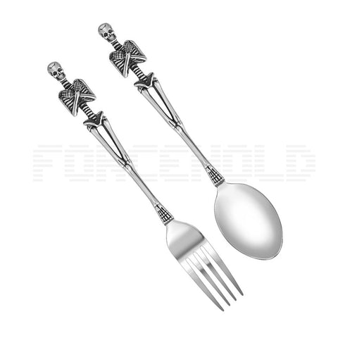 Stainless Steel Skull Skeleton Tableware Fork Knife Spoon Flatware sets