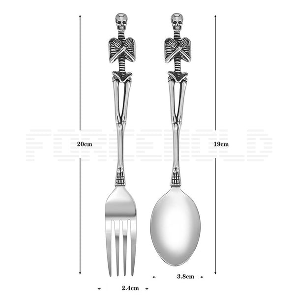 Stainless Steel Skull Skeleton Tableware Fork Knife Spoon Flatware sets