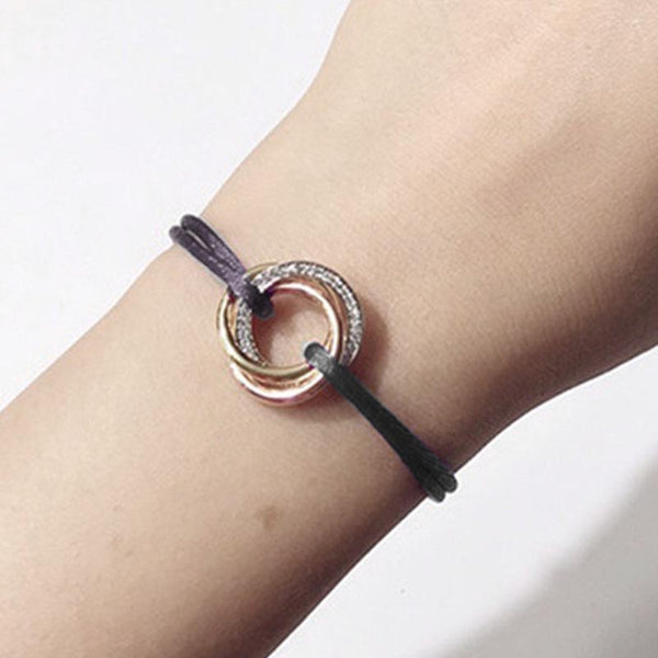 Three Rings Diamond Embrace Ambition Best friend Adjustable Silk Rope Bracelet