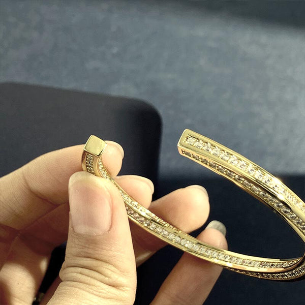 Small Waist Twisted Diamond Steel C Shaped Open Bracelet