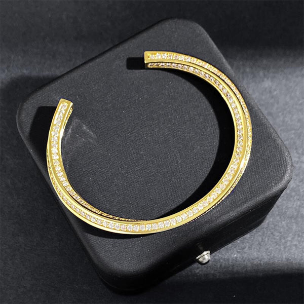Small Waist Twisted Diamond Steel C Shaped Open Bracelet