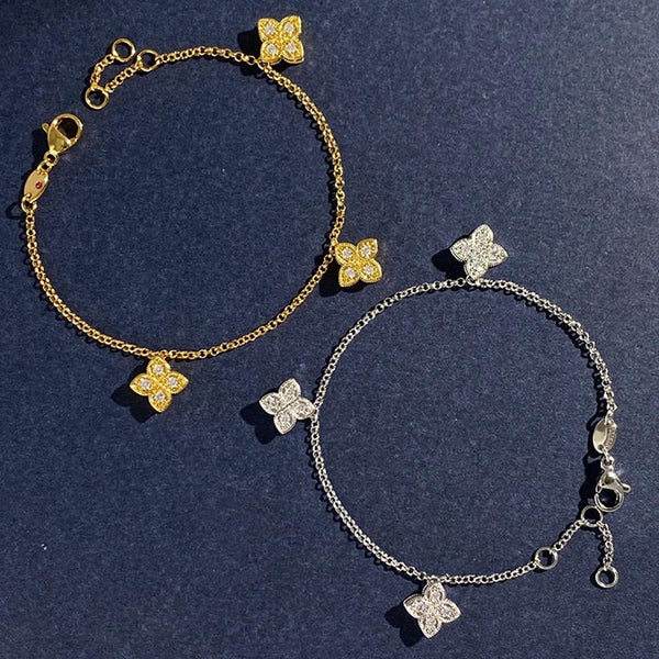 Four-leaf clover geometric diamond four-petal women bracelet