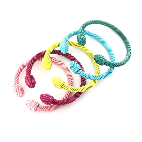 Twisted Rope Wire Color Enamel Stainless Steel Open Bangle