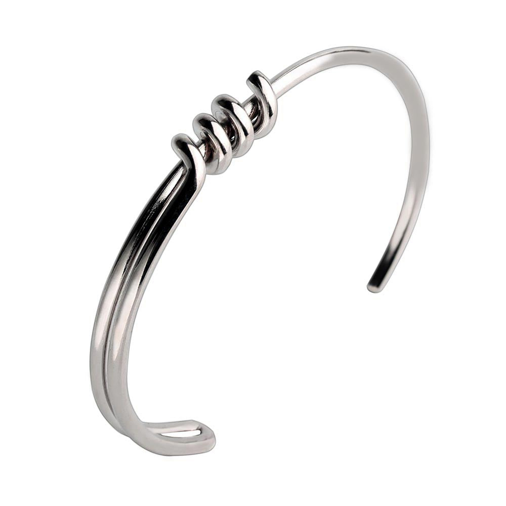 Simple Knotted Twisted linear Stainless Steel Open Bracelet Cuff Bangle free shipping