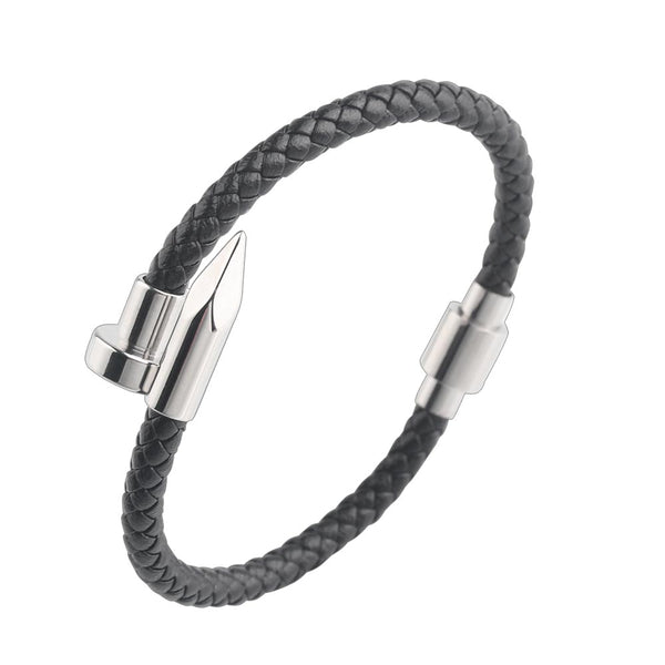 Bending Nail Stitching Magnetic Buckle Stainless Steel Rope Bracelet Bangle