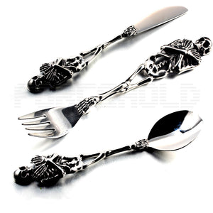 Stainless Steel Skull Skeleton Tableware Fork Knife Spoon Flatware