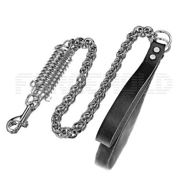 Genuine Leather Stainless Steel Durable Walking Dog Training Collar Black Strong Stainless Steel Cuban Link Chain