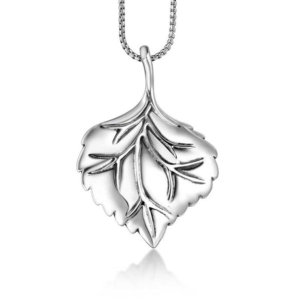 Leaf Life Vein Tree Cast Titanium Steel Men Necklace