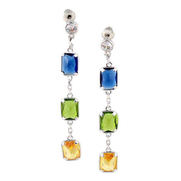 Gemstone Solitaire Candy Color Irregular Cut Color Stone Long Stud Earrings
