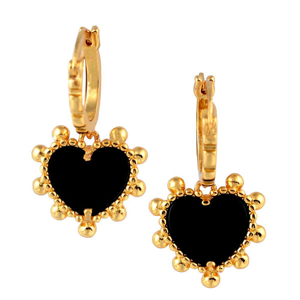 Black Onyx Heart Ball fashion Earrings