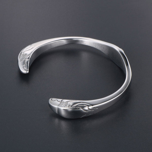 Flying Bird Dove Of Peace Geometry Stainless Steel Open Bangle