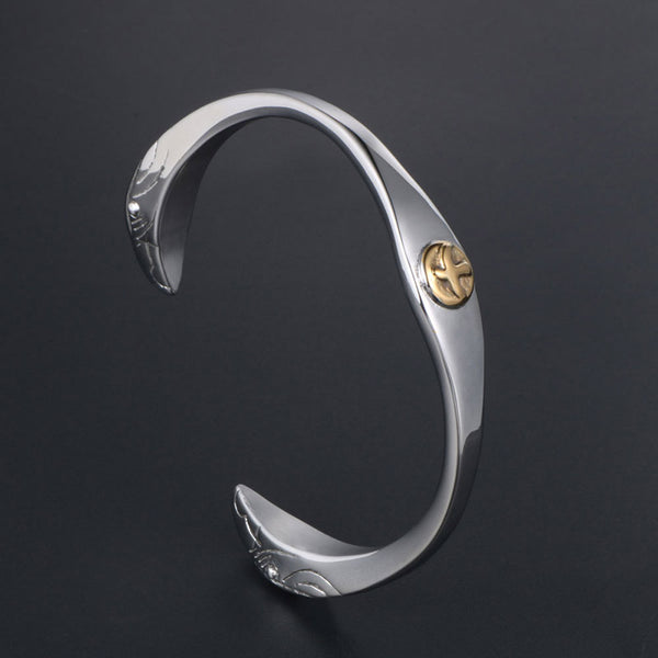 Flying Bird Dove Of Peace Geometry Stainless Steel Open Bangle