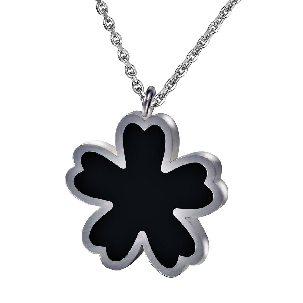 Brand New Lovely Flower Black Shell  Stainless Steel Lady Women necklace