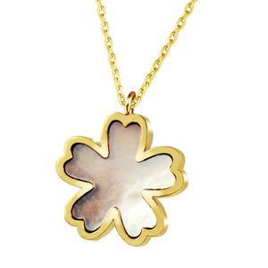 Brand New Gold Lovely Flower White Shell Stainless Steel Lady Women necklace