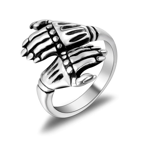 Punk Hip Hop skeleton hand Titanium Steel Ring