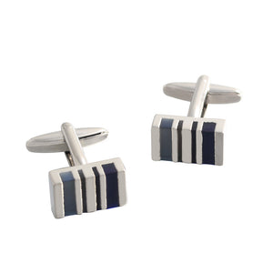 square stripes pearl Silver Plated Shirts Cufflinks