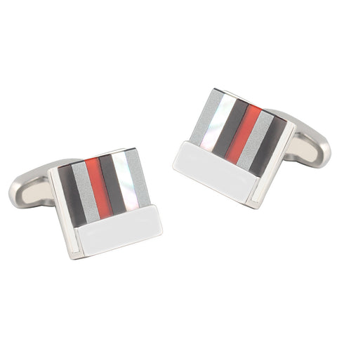 High-grade stained glass square Silver Plated Cufflinks