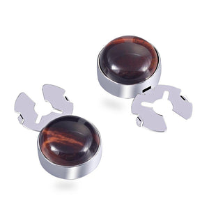 Natural Red eye tiger stone silver BUTTON COVER for Tuxedo Business Formal Shirts 17.5MM one pairs