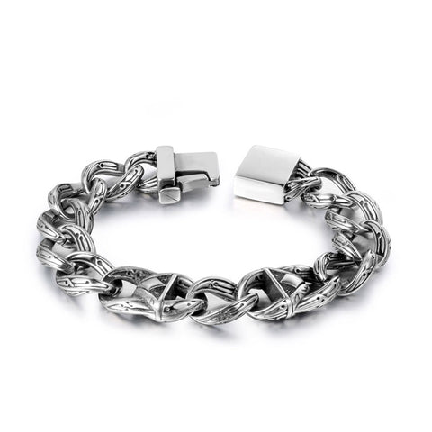 Punk Hip Hop Retro Mottled Chain Cast Stainless Steel Bracelet