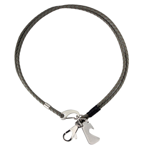 Grey Leather Braided Cord Opener Dog Clasp Key Ring Bracelet Wrislet Keychain Portable House Car Keys Ring Holder necklace