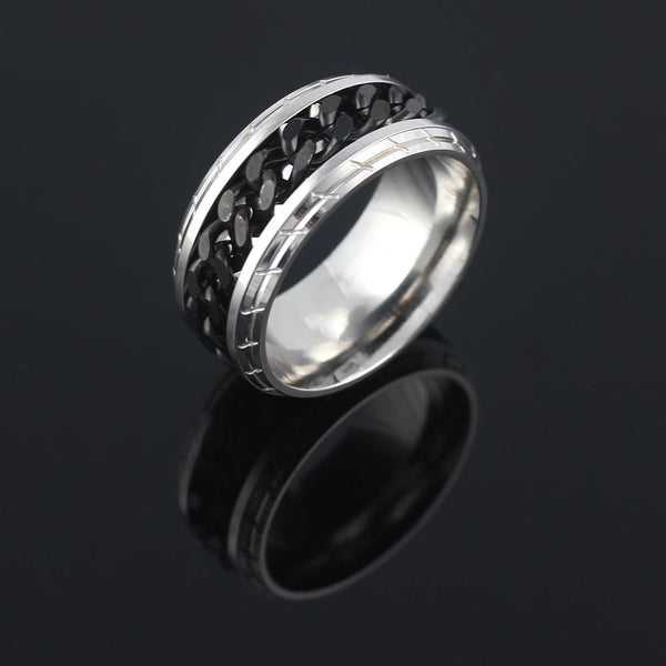 Chain Turnable Open Beer Ring Men Retro Fashion Steel Index Finger Ring