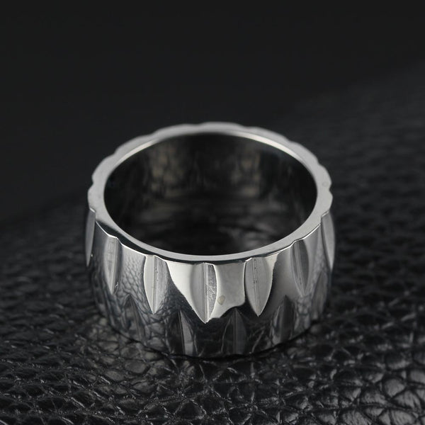 Hip-hop punk titanium steel couple ring personality simple wide  glossy car tire shape ring