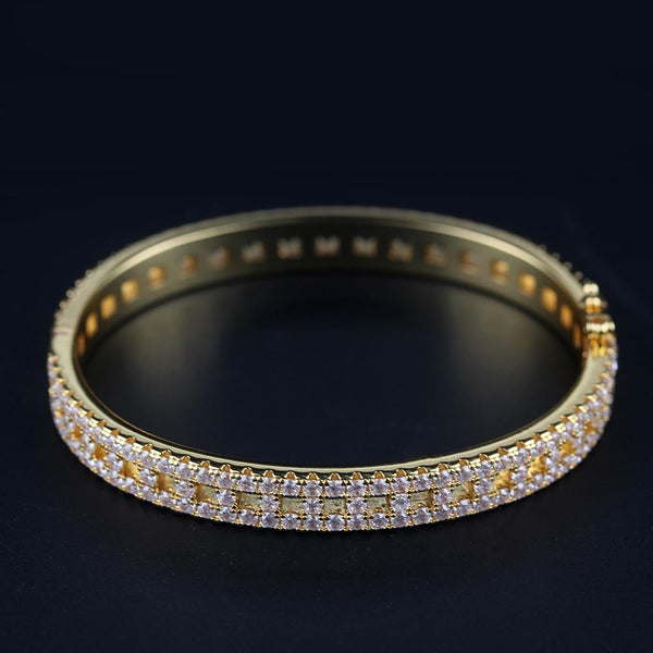Full Diamond Zircon Hollow T-row Diamond Couple Bracelet Bangle