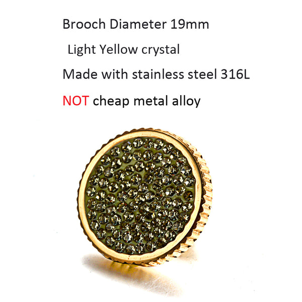 Starry Sky Full Light Yellow Crystal Gold Stainless Steel Lady Women Brooch