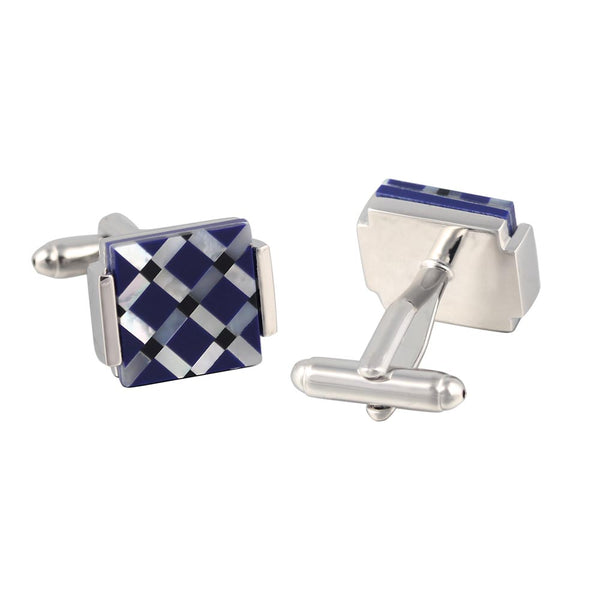 Mother Shell Puzzle Opal Silver Plated Cufflinks