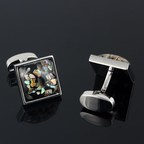 mother abalone Silver Plated Cufflinks