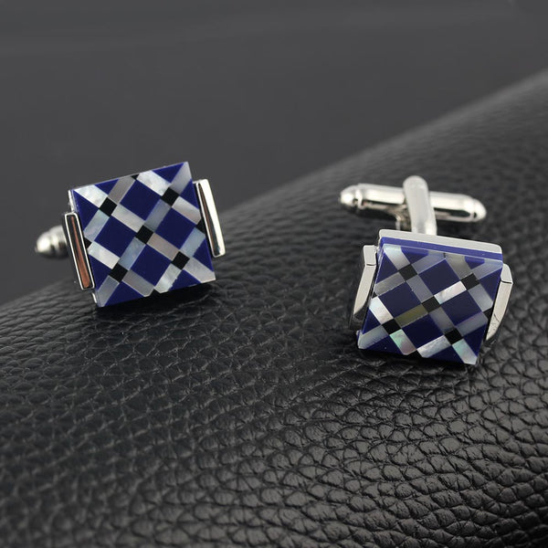 Mother Shell Puzzle Opal Silver Plated Cufflinks