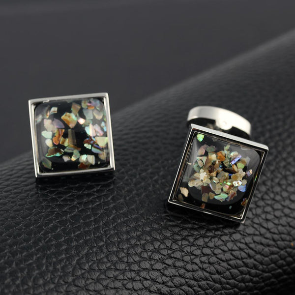 mother abalone Silver Plated Cufflinks