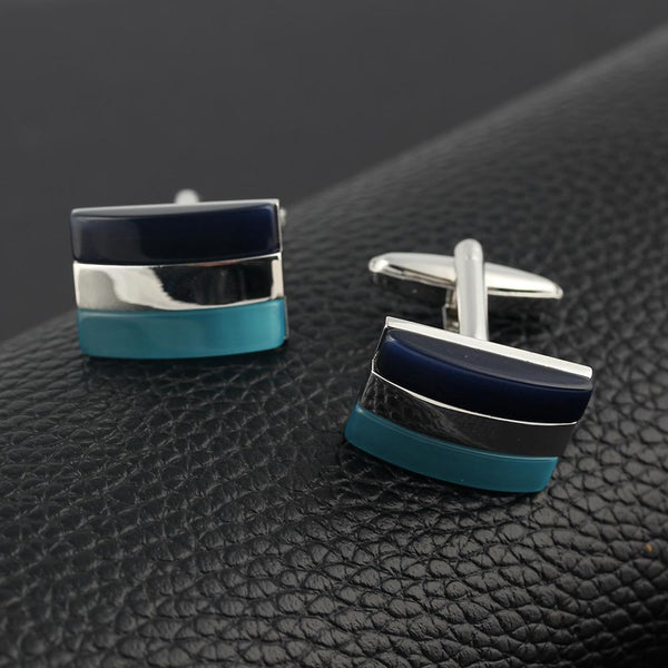 blue black color Silver Plated Cufflinks