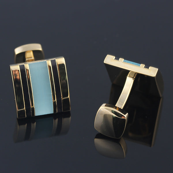 square sky blue Silver Plated Cufflinks