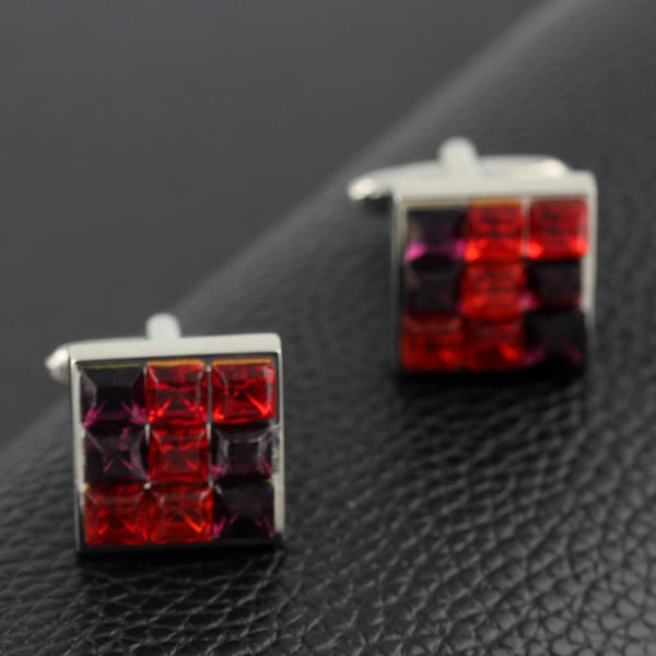 red diamond gemstone Silver Plated Cufflinks