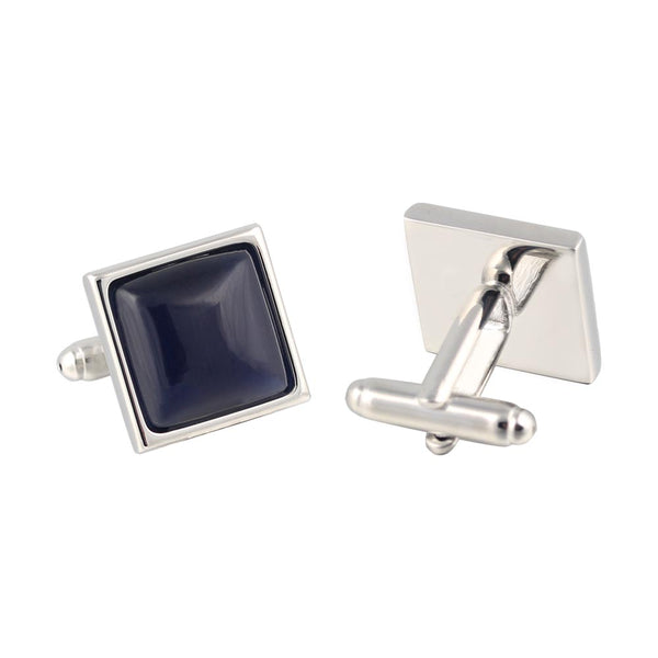 black square agate Silver Plated Cufflinks