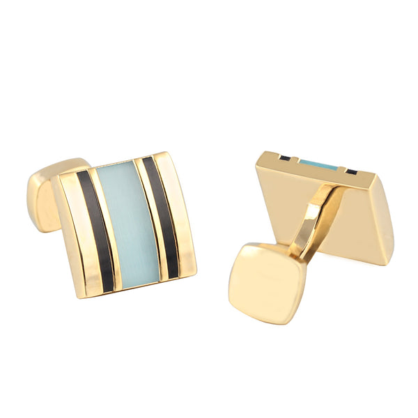 square sky blue Silver Plated Cufflinks