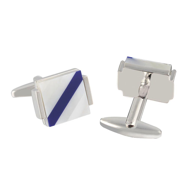 white square shell Silver Plated Cufflinks