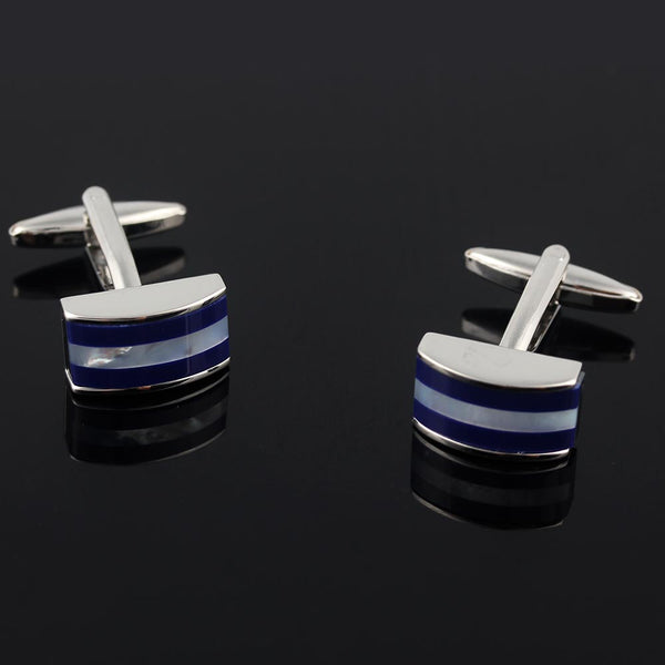 blue and white fritillary shell Silver Plated Cufflinks