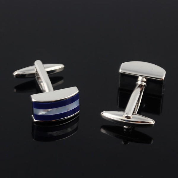 blue and white fritillary shell Silver Plated Cufflinks